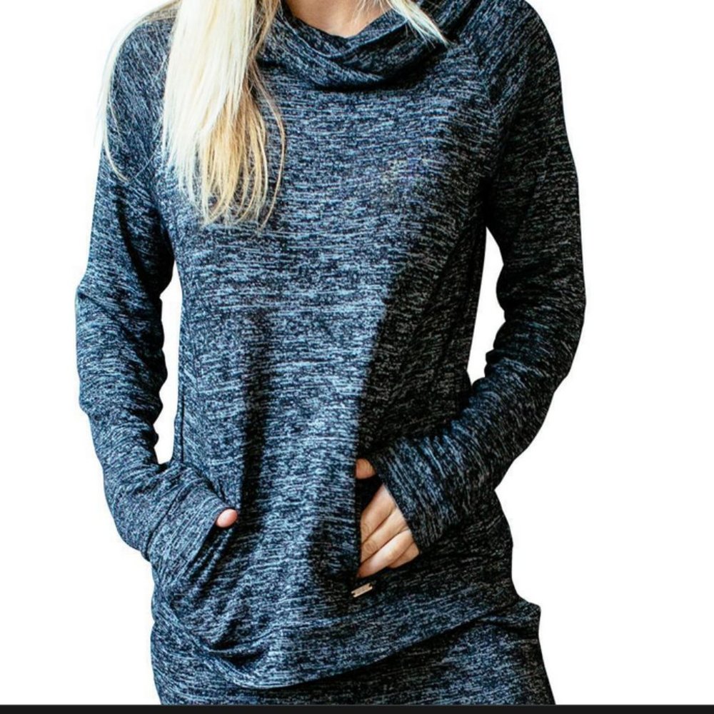 NEW Hello Mello Carefree Threads Cowl Neck Lounge Top Black Womens S 4-6